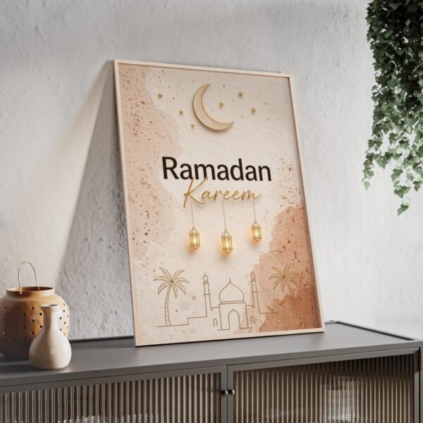 Ramadan Kareem Framed Poster — Mosque & Lantern Wall Art - Image 2