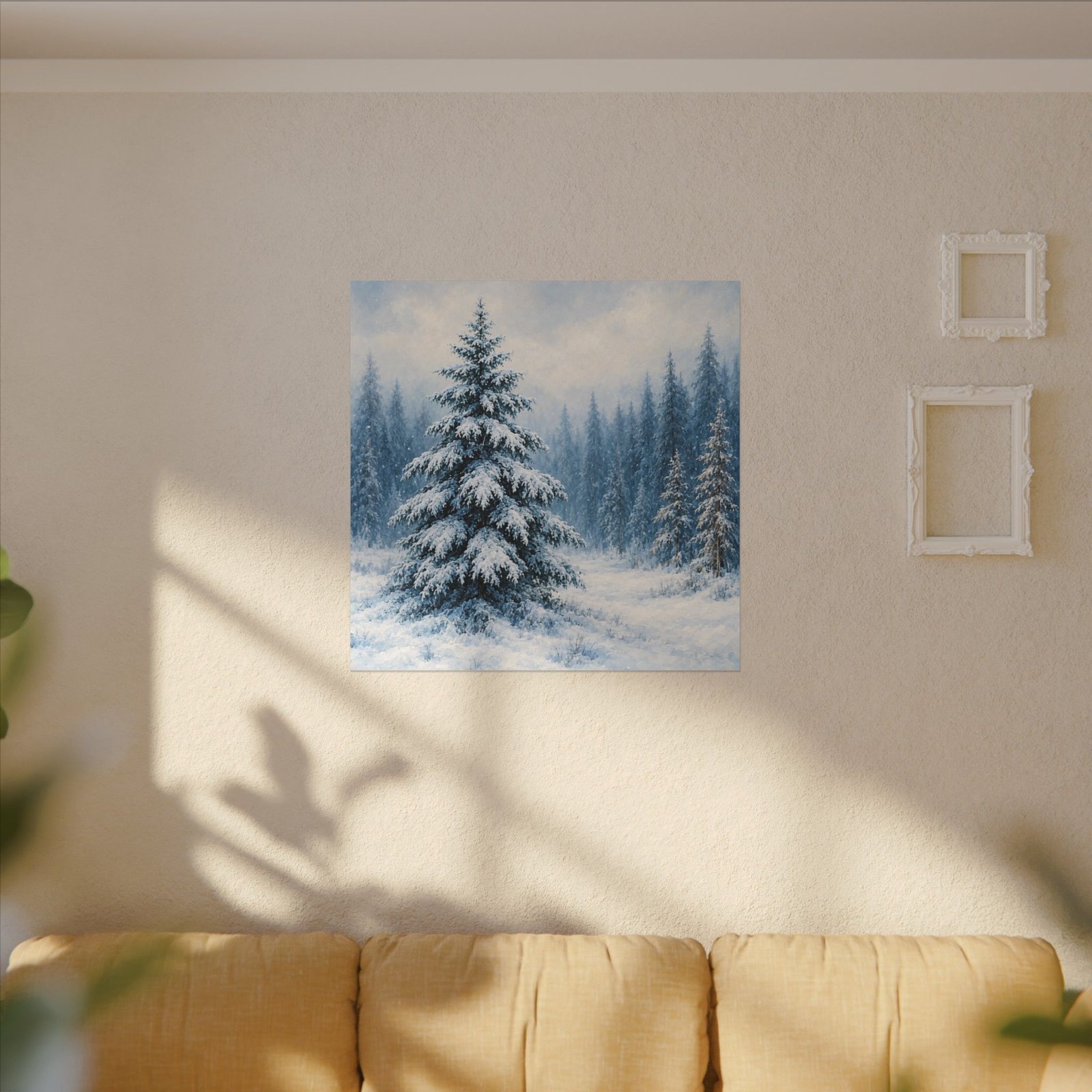 Winter Pine Forest Matte Canvas Wall Art — Snowy Evergreen Landscape - Image 4