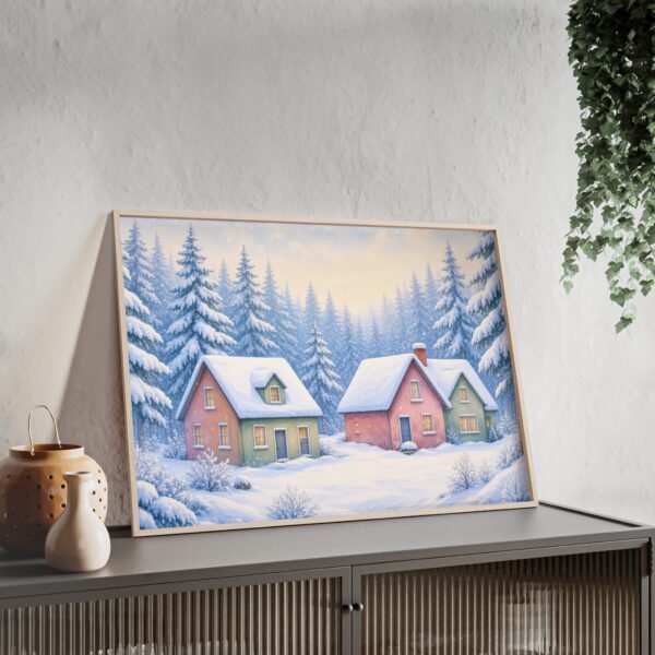 Winter Cottage Snow Scene Framed Poster - Image 2