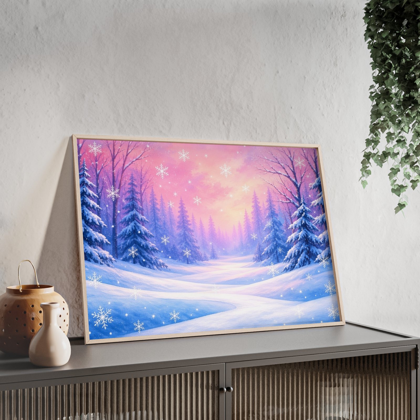 Winter Wonderland Framed Poster — Snowy Forest Sunset Wall Art - Image 2