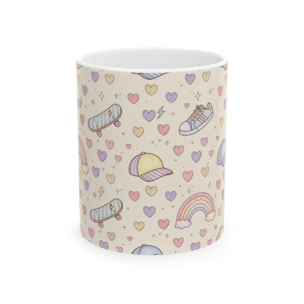Cute Pastel Pattern Mug — Rainbow, Sneakers & Hearts Ceramic Coffee Cup (11oz/15oz) - Image 1