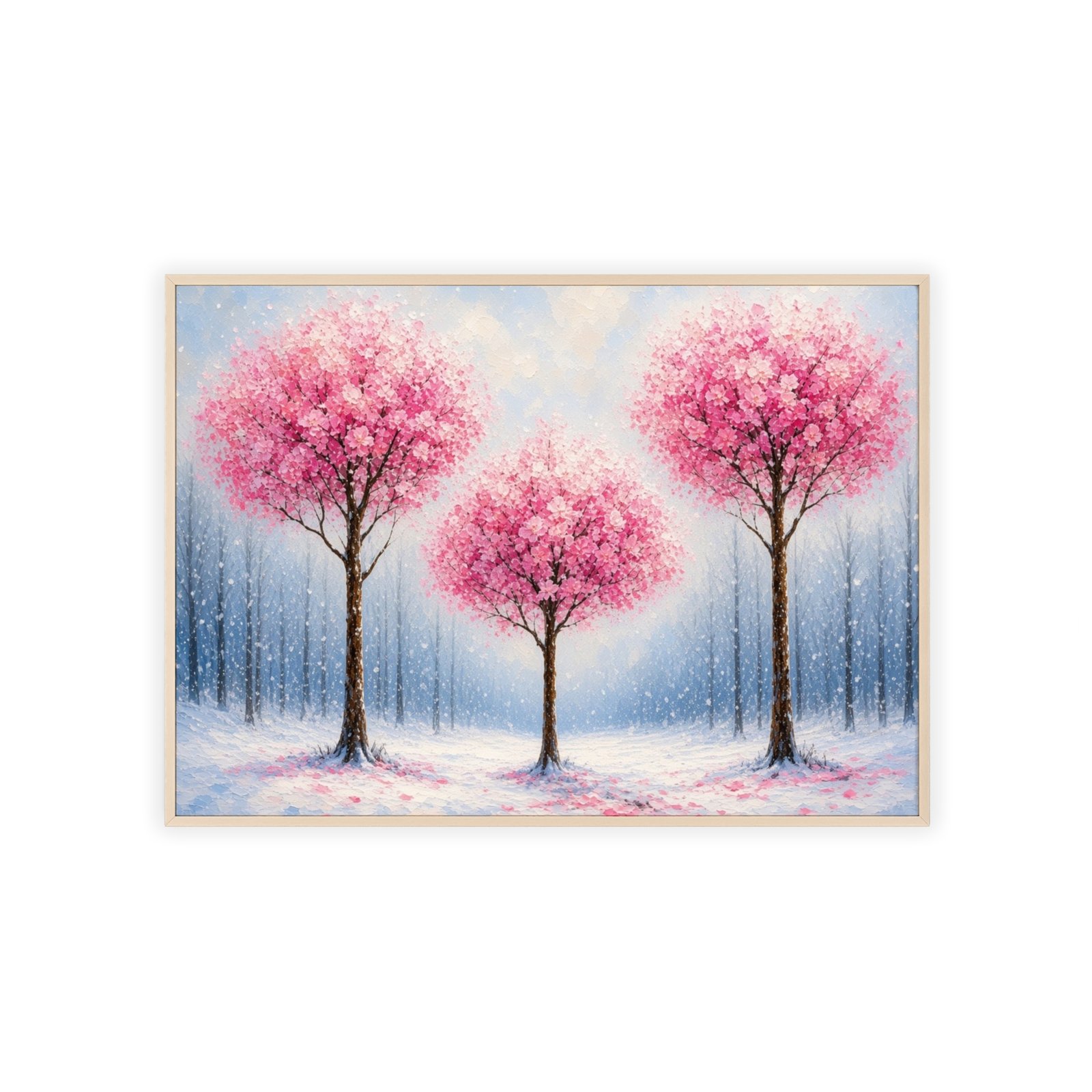 Framed Pink Blossom Tree Wall Art Poster — Winter Cherrywood Print - Image 3