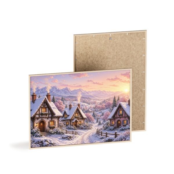Framed Winter Village Poster — Cozy Snowy Cottage Wall Art - Image 4
