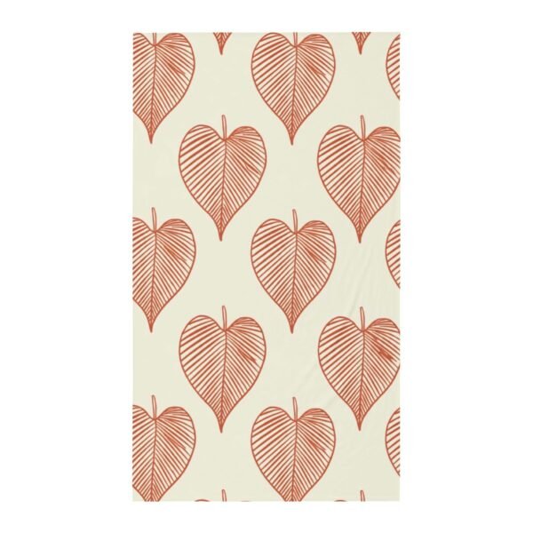 Twin Flat Sheet — Hand-Drawn Terracotta Heart Leaf Pattern | Boho Kids & Teen Bedding - Image 1