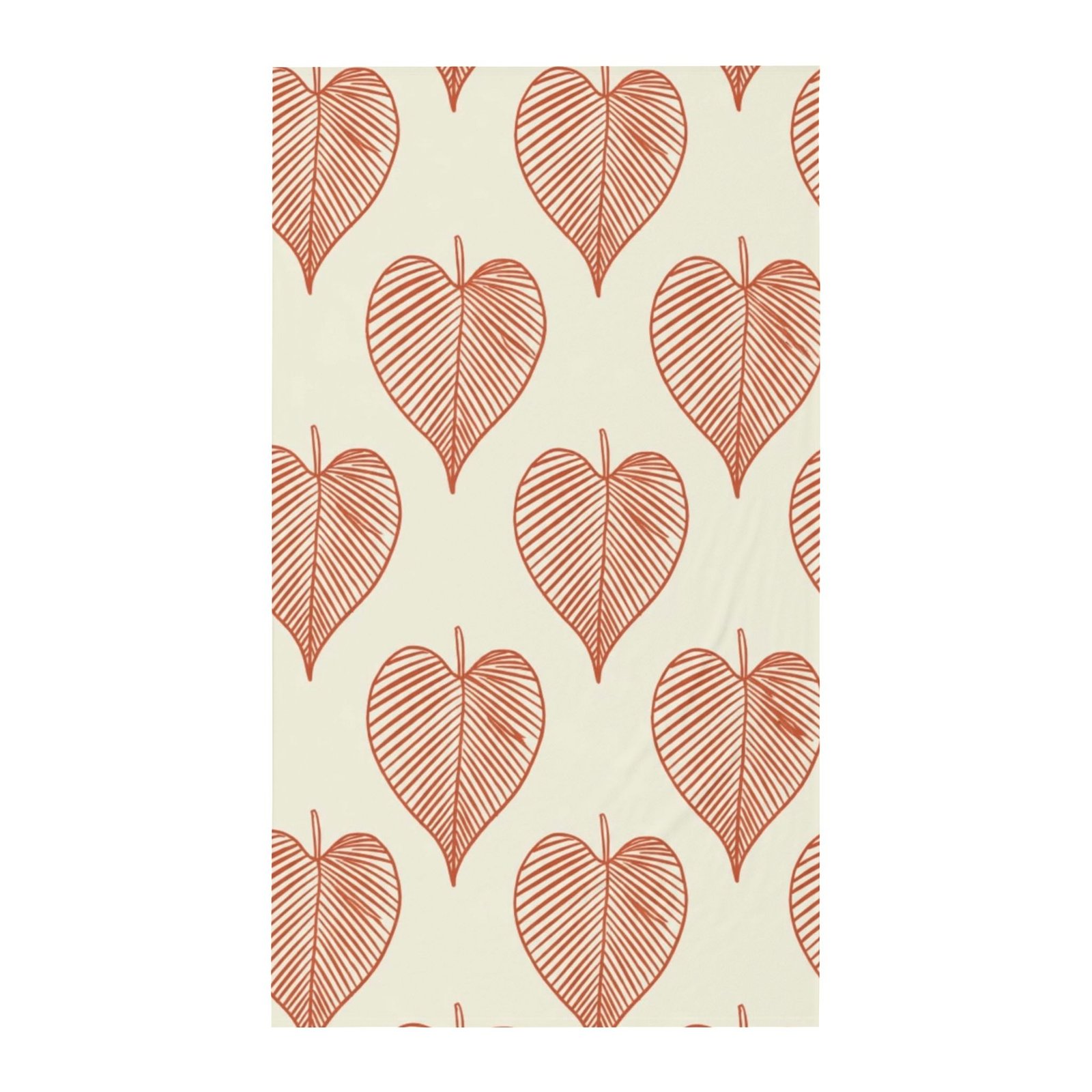 Twin Flat Sheet — Hand-Drawn Terracotta Heart Leaf Pattern | Boho Kids & Teen Bedding - Image 1