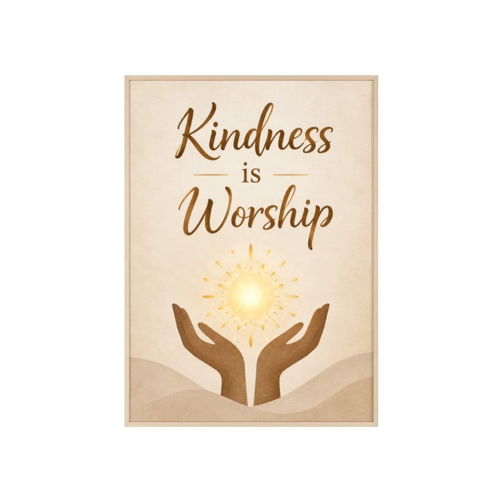 Kindness Is Worship Wooden Framed Poster — Inspirational Christian Wall Art