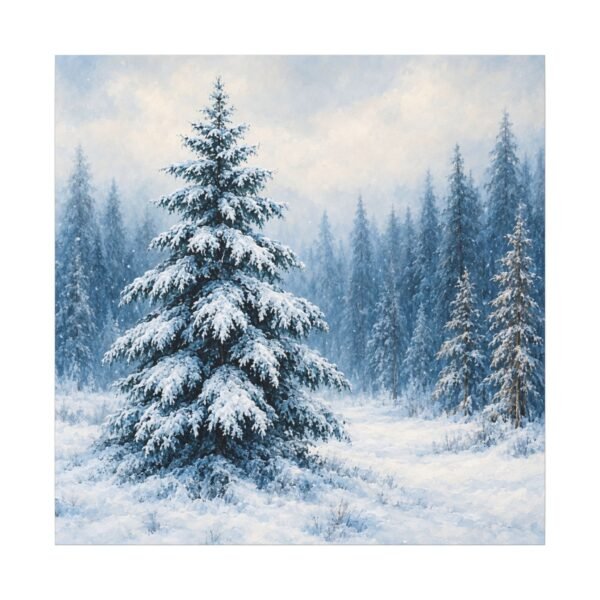 Winter Pine Forest Matte Canvas Wall Art — Snowy Evergreen Landscape - Image 2