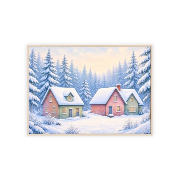 Winter Cottage Snow Scene Framed Poster - Image 3