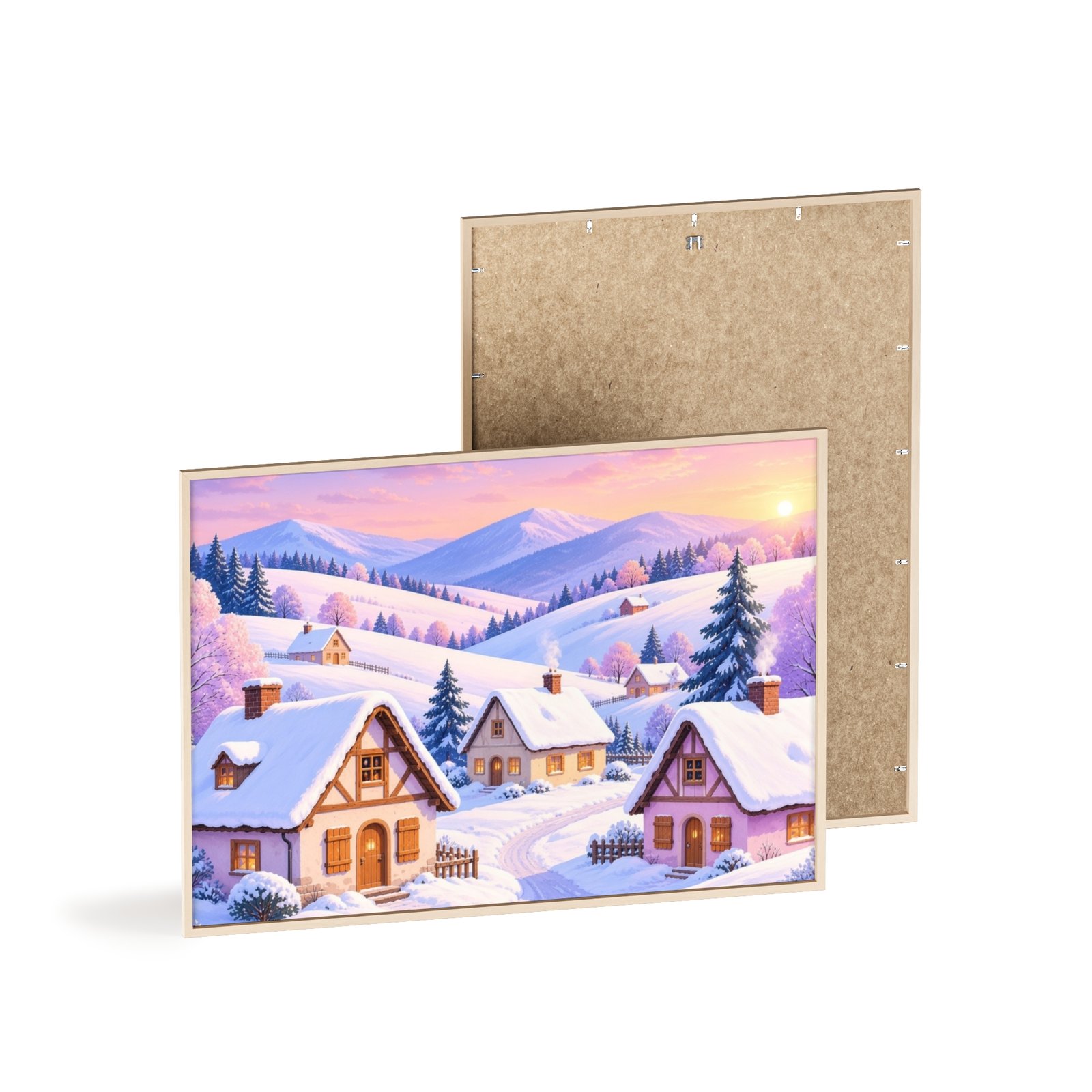 Winter Village Framed Poster — Snowy Cottage Landscape Wall Art - Image 4