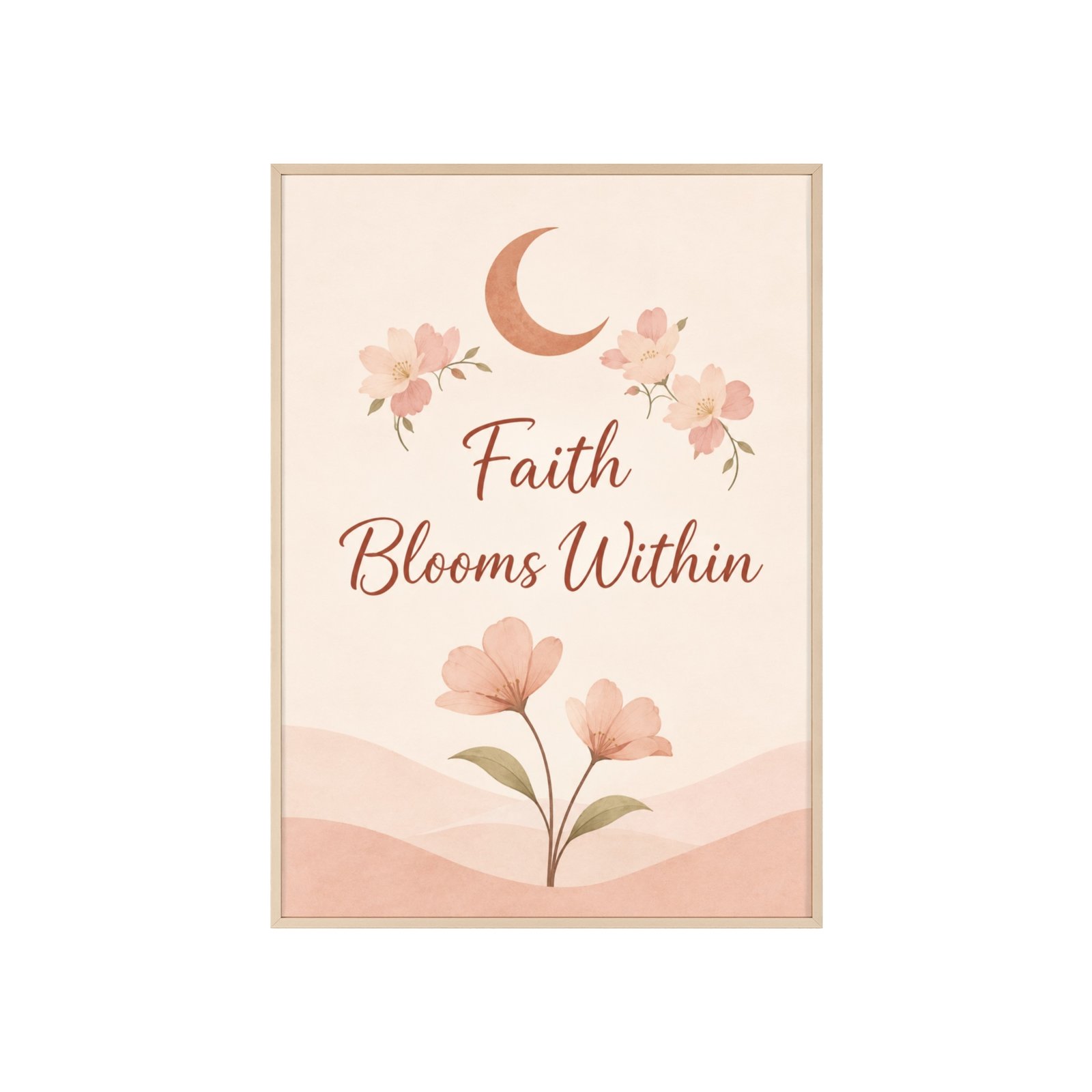 Faith Blooms Within Floral Wall Poster with Wooden Frame - Image 3