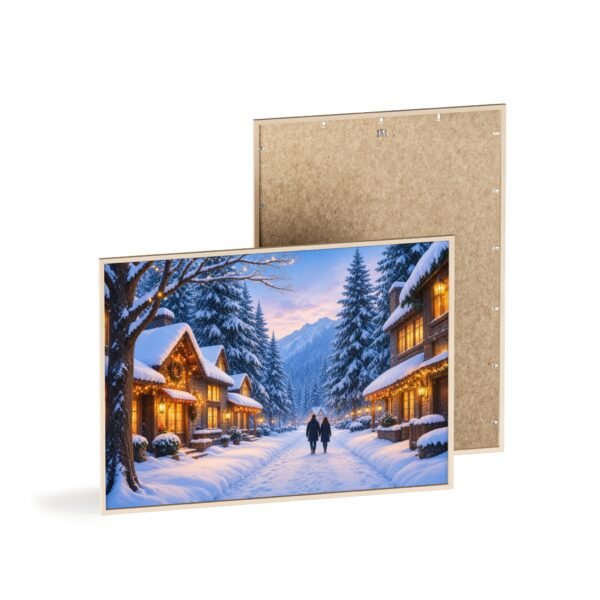 Framed Winter Village Poster - Cozy Snowy Cabin Wall Art - Image 2