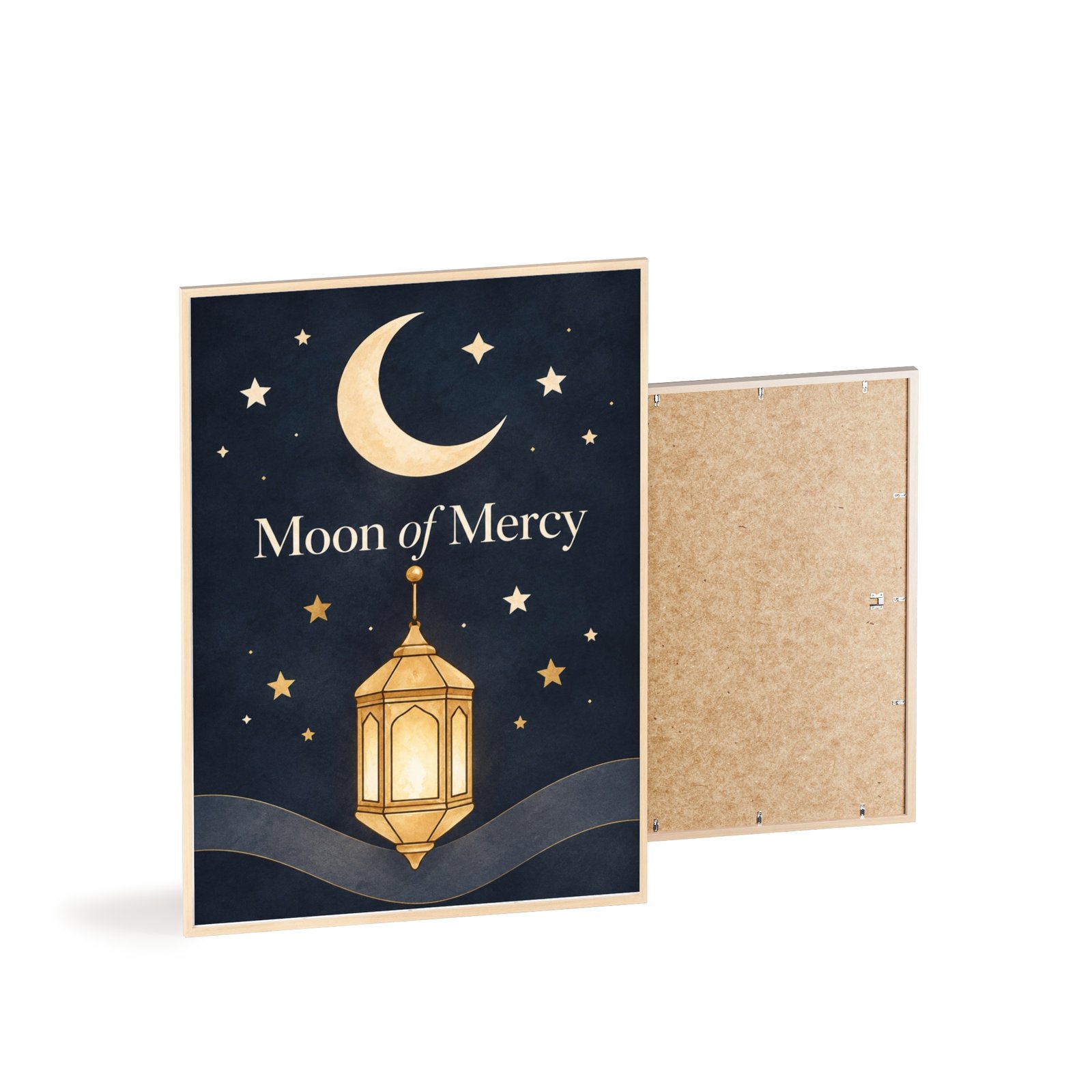Moon of Mercy Ramadan Poster with Wooden Frame — Islamic Crescent & Lantern Wall Art - Image 4