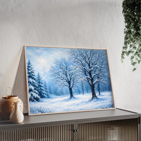 Winter Forest Poster with Wooden Frame - Image 2