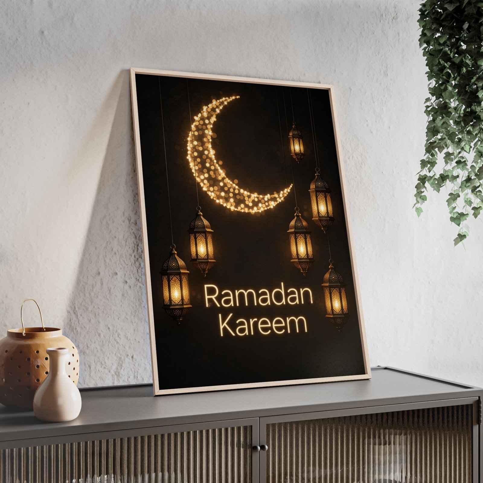 Ramadan Kareem Framed Poster — Crescent & Lantern Wall Art - Image 2