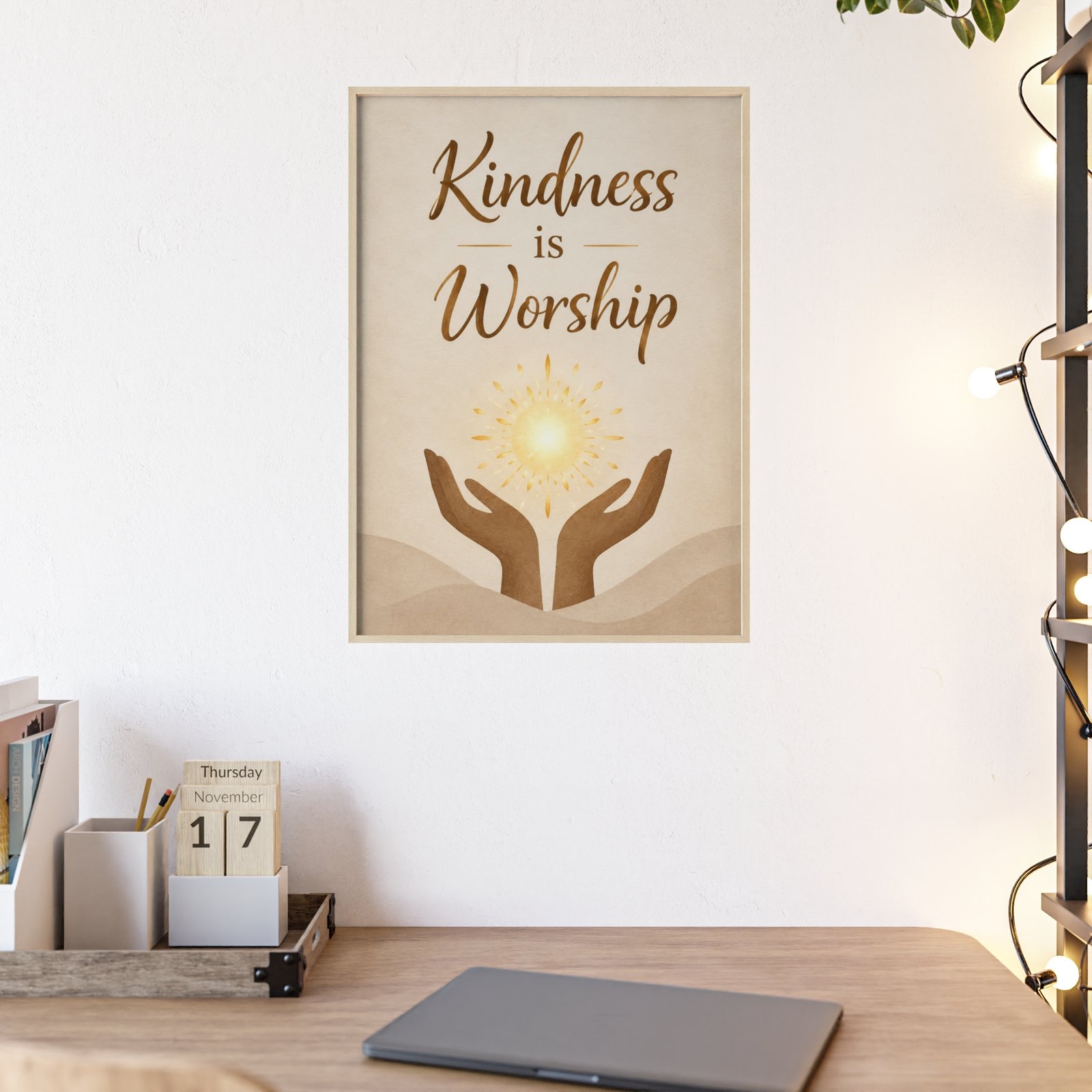 Kindness Is Worship Wooden Framed Poster — Inspirational Christian Wall Art - Image 1