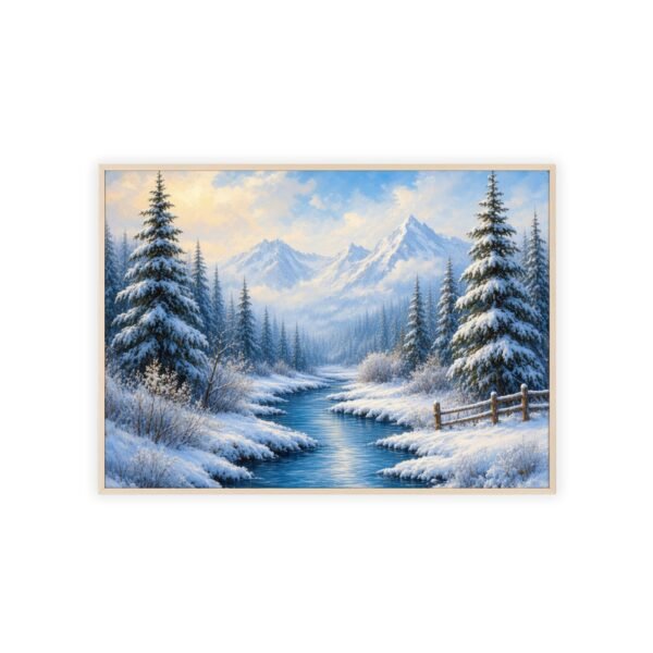 Framed Winter Landscape Poster — Snowy Mountain River Wall Art - Image 3