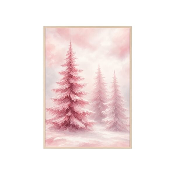 Framed Pink Winter Pines Poster - Image 3