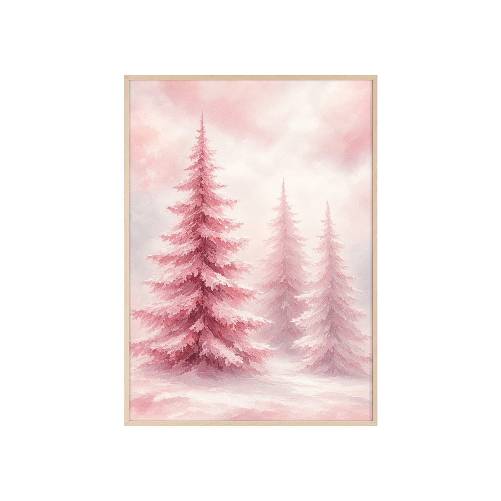 Framed Pink Winter Pines Poster - Image 3