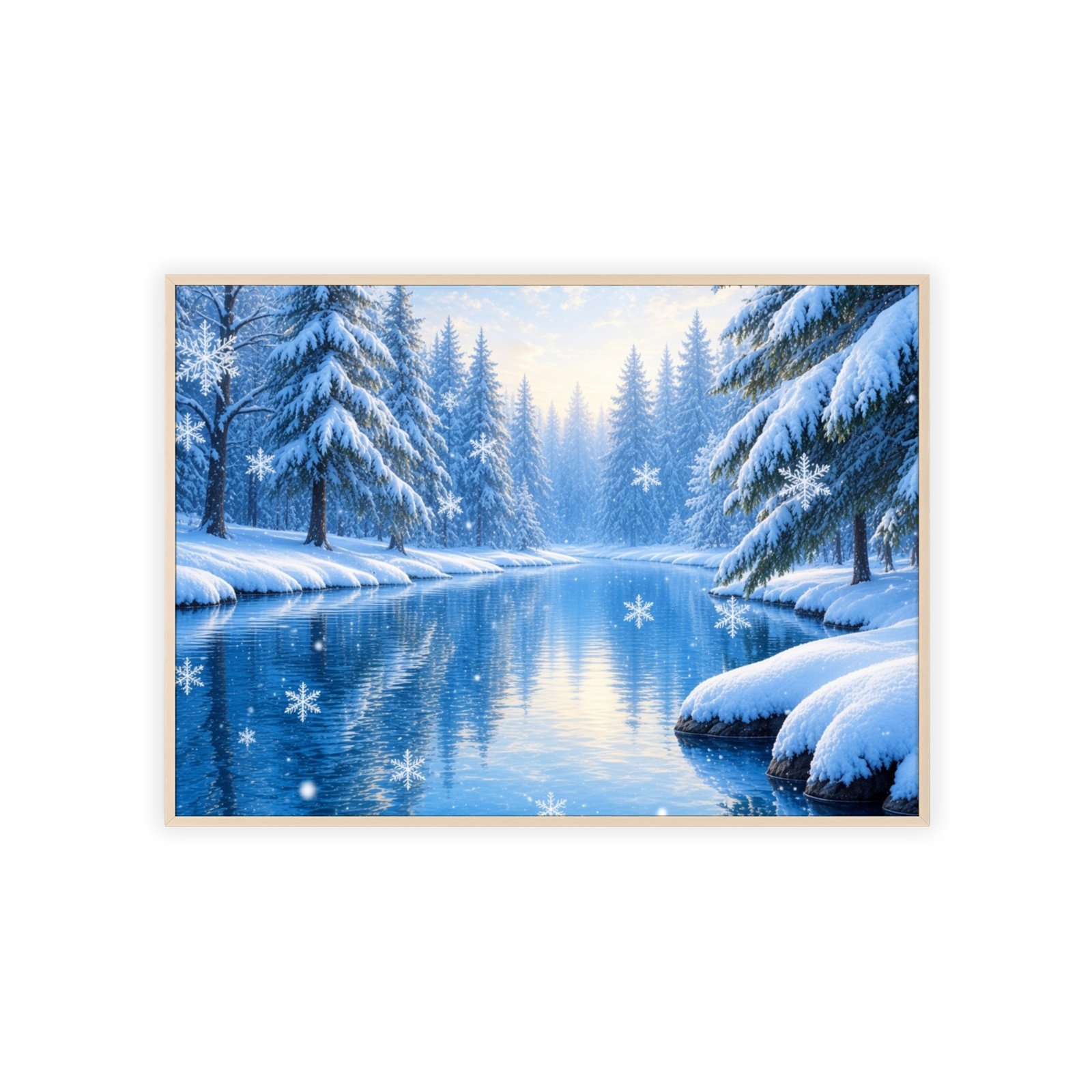 Framed Winter Forest Poster — Snowy Lake Scenic Wall Art - Image 3