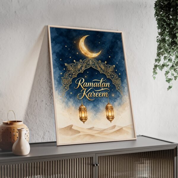 Ramadan Kareem Framed Poster — Islamic Crescent & Lantern Wall Art - Image 2