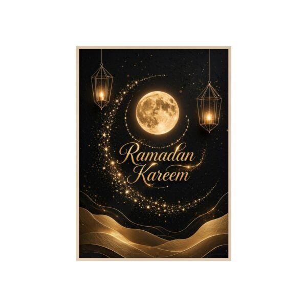Ramadan Kareem Moon Poster with Wooden Frame — Islamic Wall Art - Image 3
