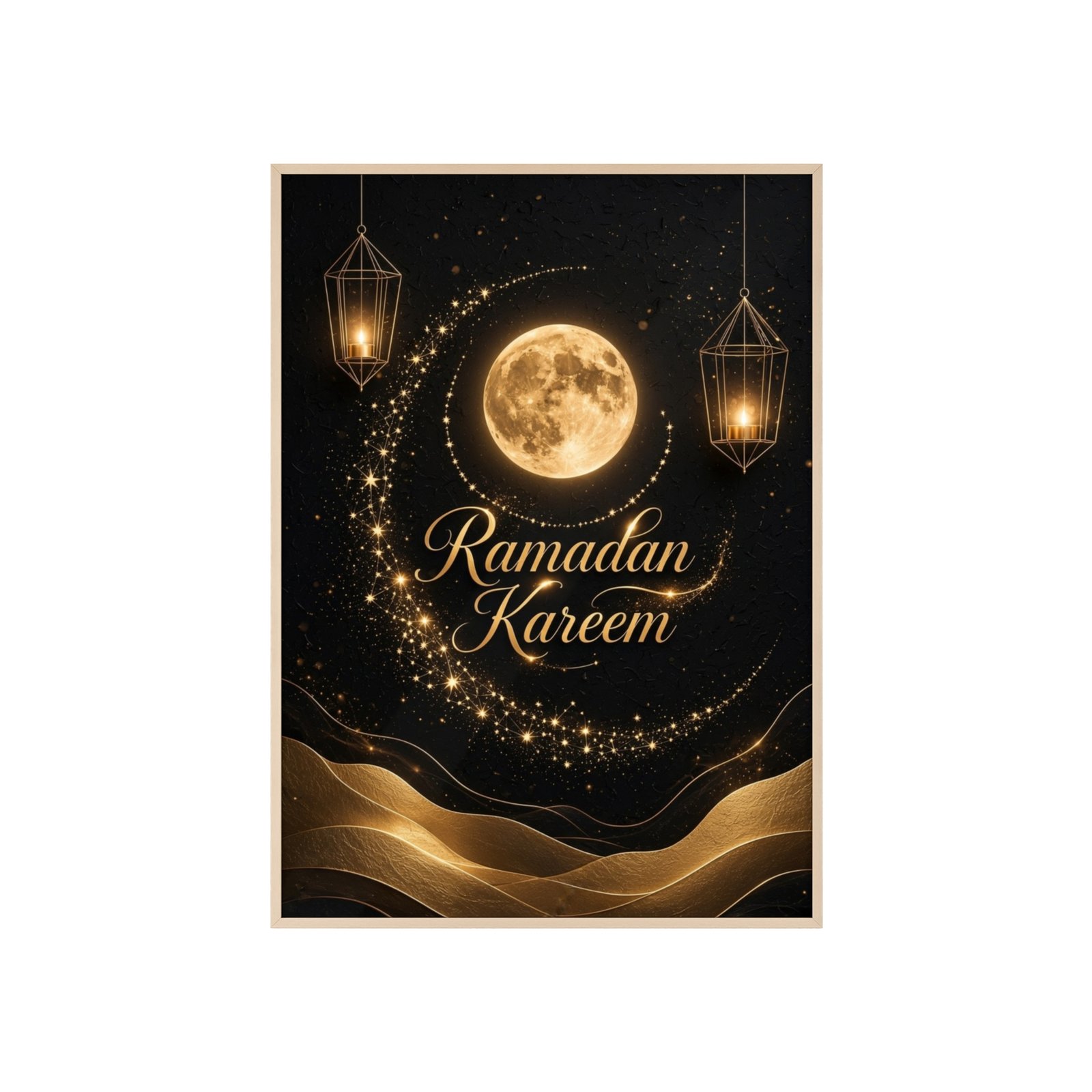 Ramadan Kareem Moon Poster with Wooden Frame — Islamic Wall Art - Image 3