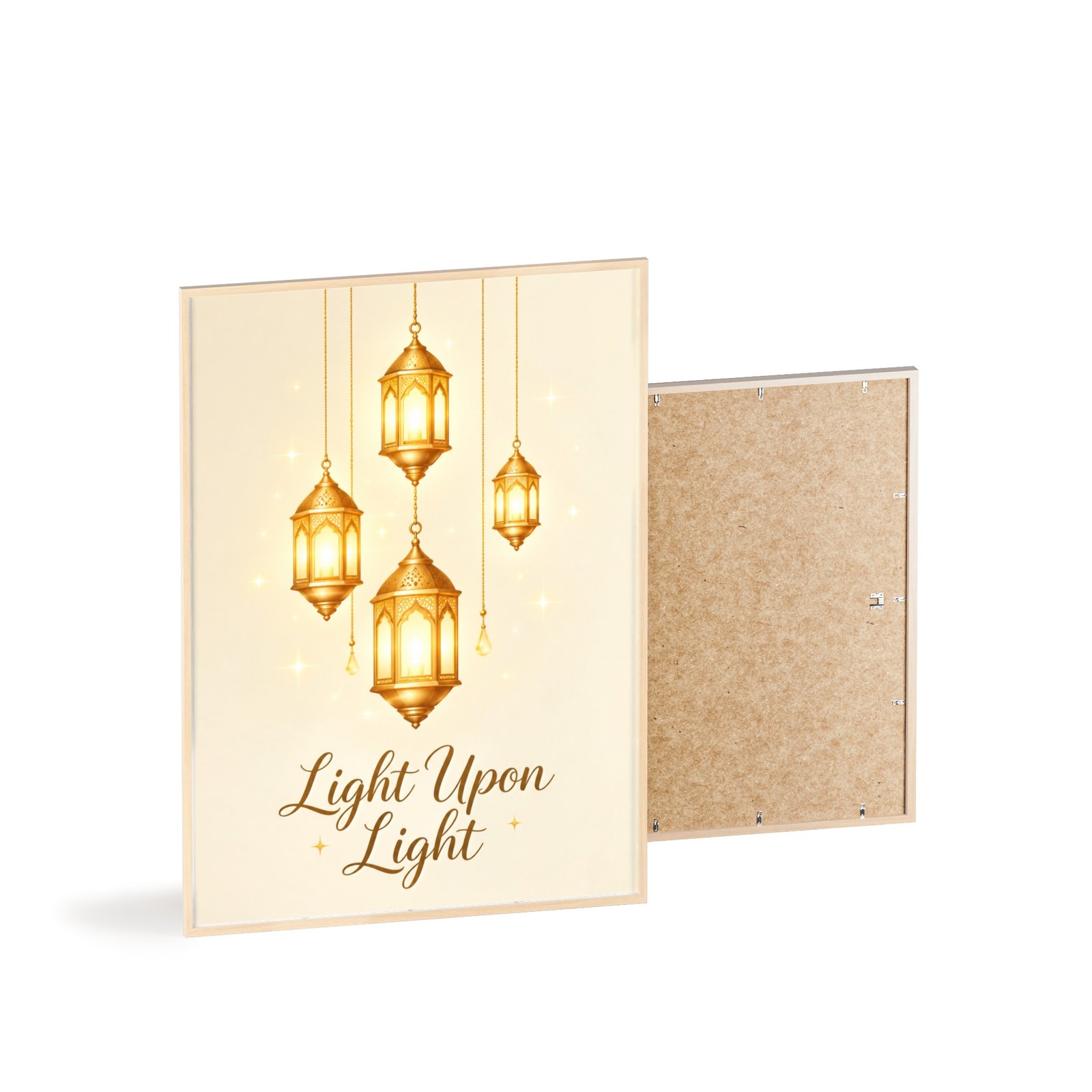 Ramadan Lantern Art Poster with Wooden Frame — "Light Upon Light" Decorative Wall Print - Image 4