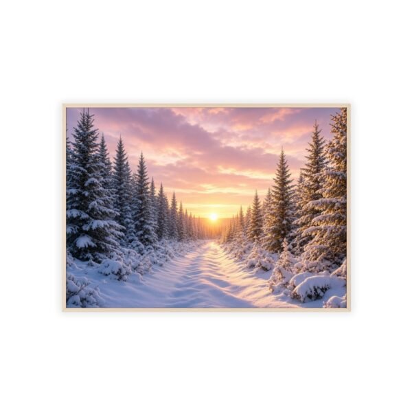 Sunrise Winter Forest Poster with Wooden Frame — Snowy Pine Landscape Wall Art - Image 3