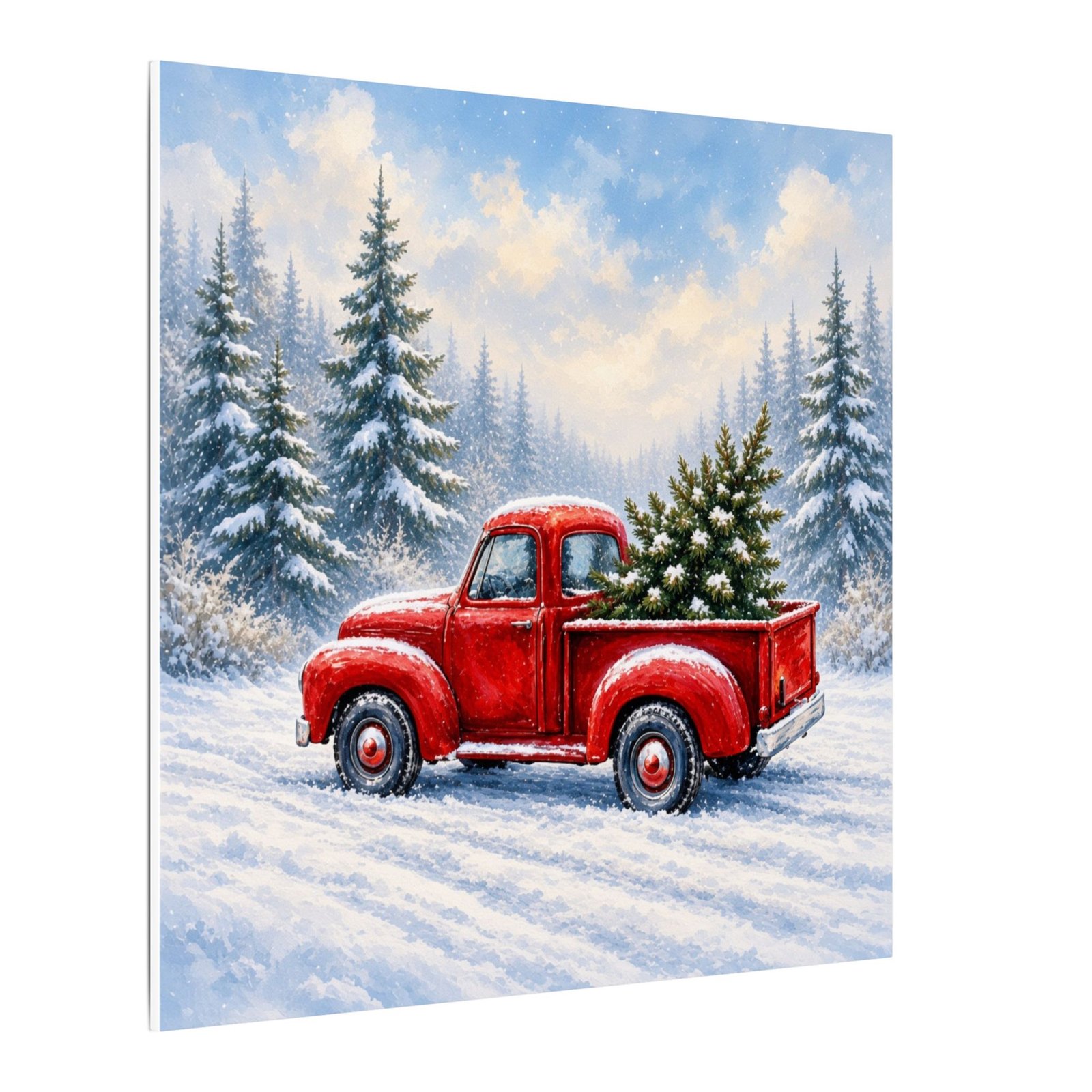 Holiday Red Truck Canvas Print — Vintage Christmas Tree Winter Wall Art - Image 4