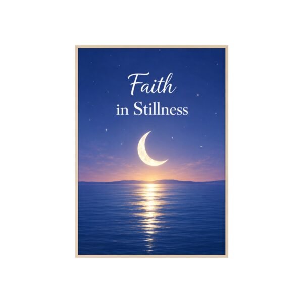 Faith in Stillness Moonlit Ocean Poster — Framed Inspirational Wall Art - Image 3