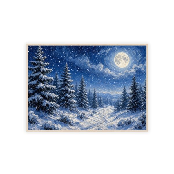 Winter Moonlit Forest Poster with Wooden Frame - Image 3