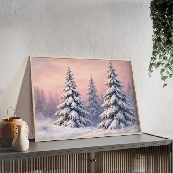 Framed Winter Pine Poster — Snowy Forest Wall Art - Image 2