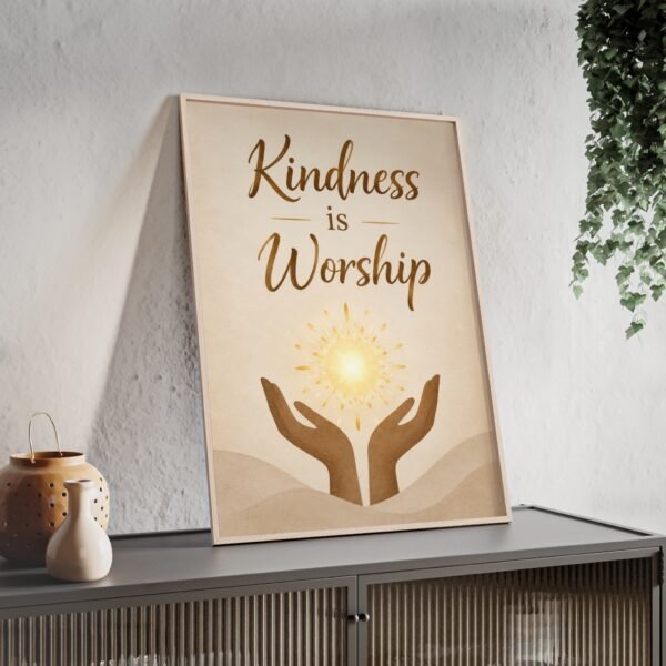 Kindness Is Worship Wooden Framed Poster — Inspirational Christian Wall Art - Image 2