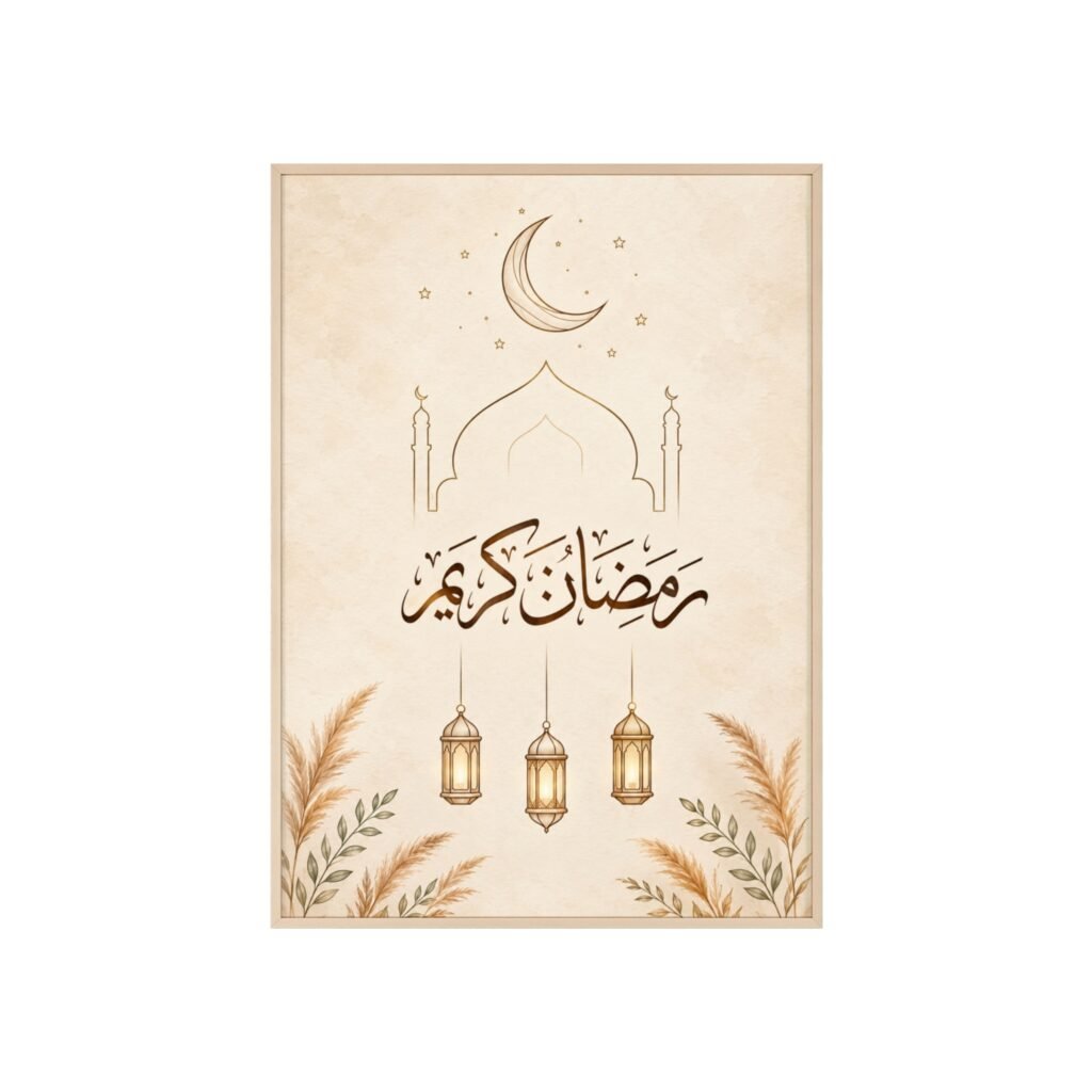 Ramadan Kareem Islamic Wall Art Poster with Wooden Frame