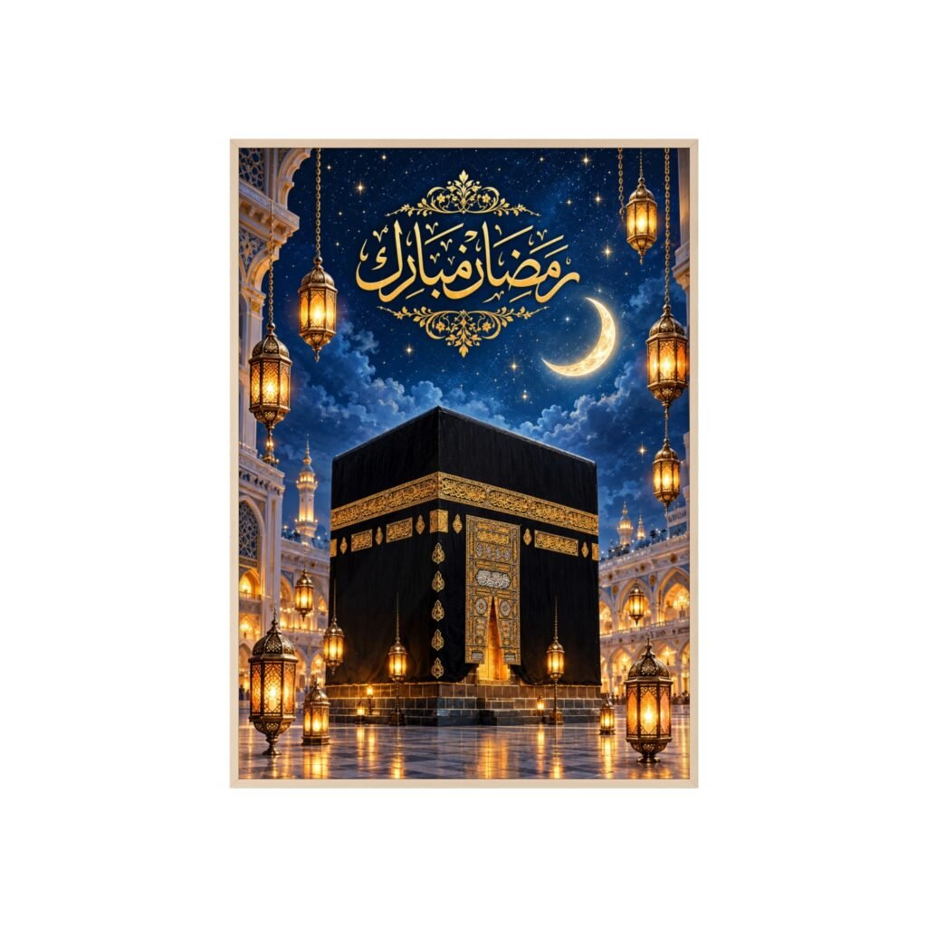 Ramadan Mubarak Kaaba Poster — Framed Islamic Wall Art