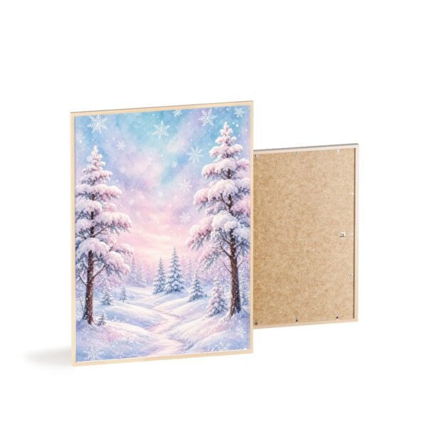 Winter Snowy Forest Poster with Wooden Frame — Pastel Snow Landscape Wall Art - Image 4