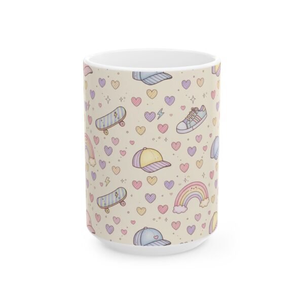 Cute Pastel Pattern Mug — Rainbow, Sneakers & Hearts Ceramic Coffee Cup (11oz/15oz) - Image 5