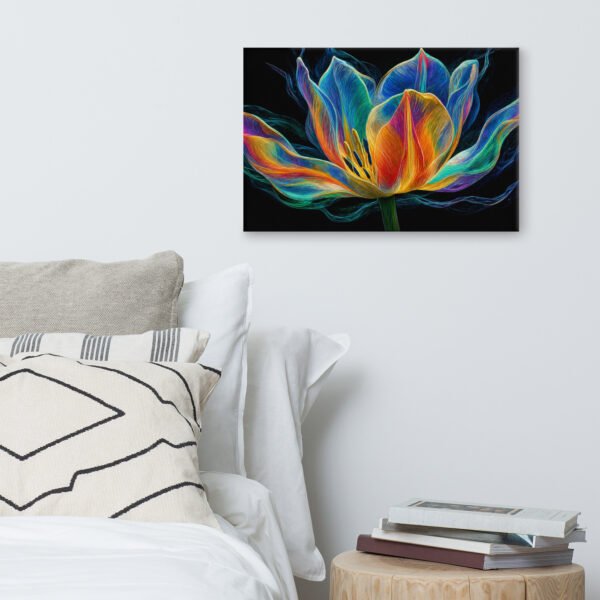 Glowing Neon Lotus Wall Art Printable | Electric Floral Canvas Print - Image 5