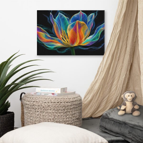 Glowing Neon Lotus Wall Art Printable | Electric Floral Canvas Print - Image 6