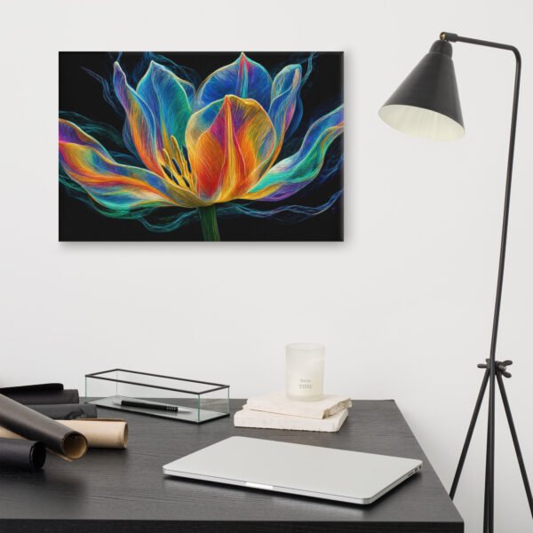 Glowing Neon Lotus Wall Art Printable | Electric Floral Canvas Print - Image 8