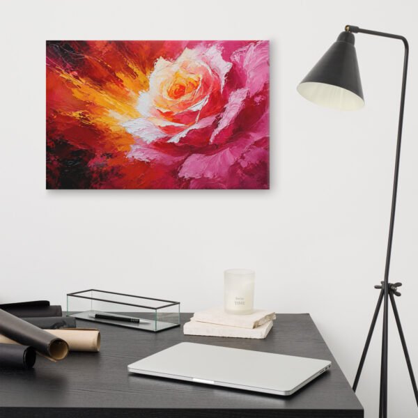 Vibrant Floral Rose Wall Art Printable | Bold Floral Palette Knife Canvas Print - Image 9