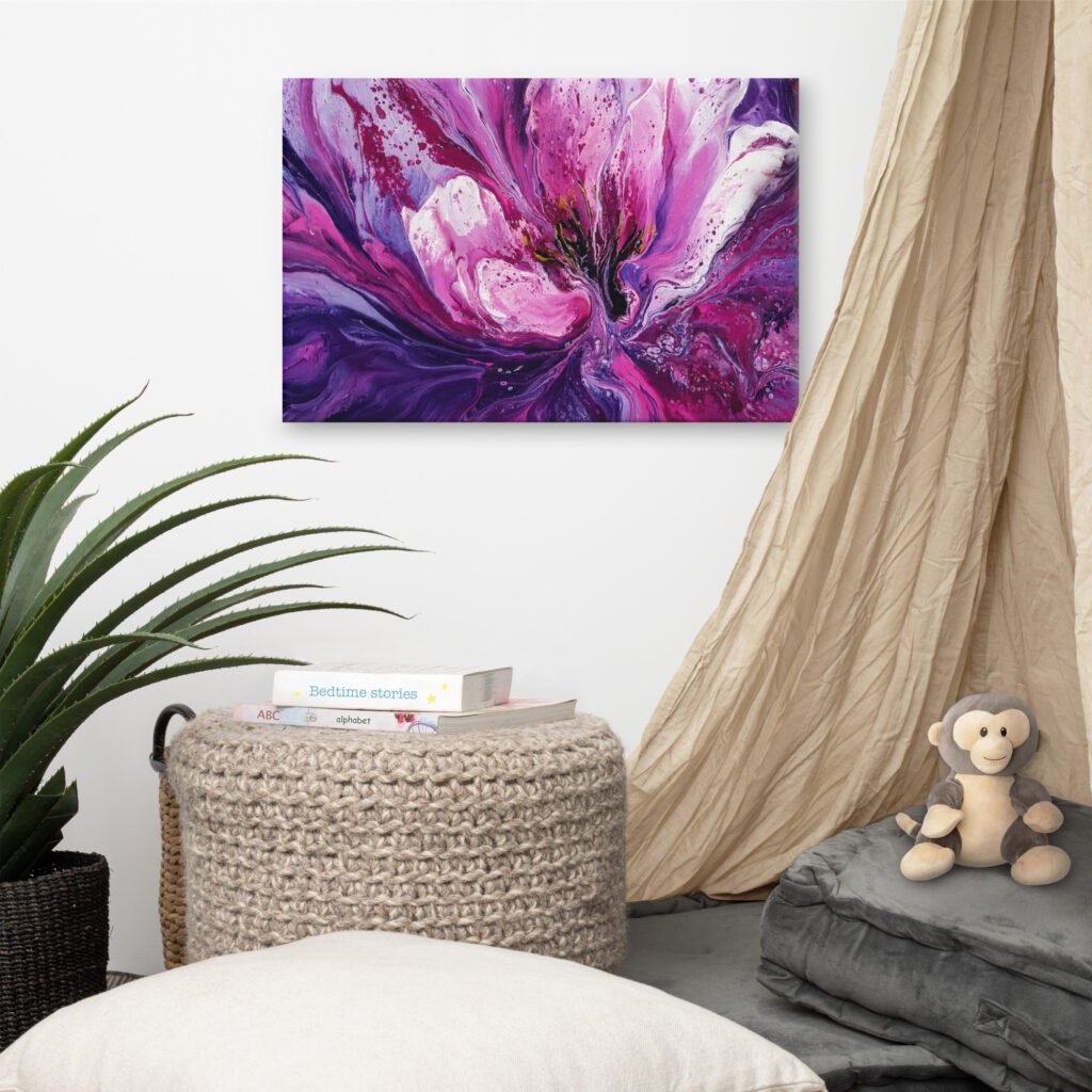 Purple Floral Wall Art Printable | Fluid Acrylic Botanical Print