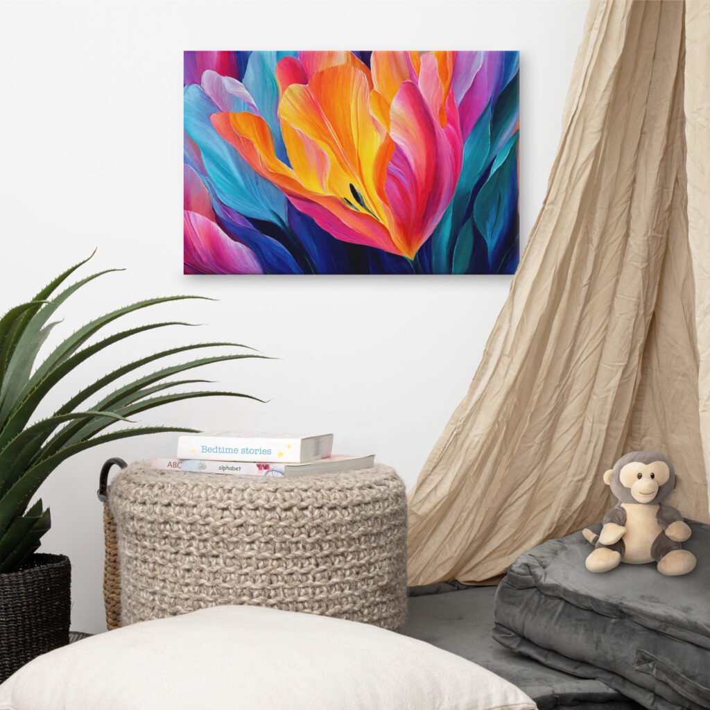 Colorful Abstract Floral Wall Art Printable | Vibrant Botanical Canvas Print