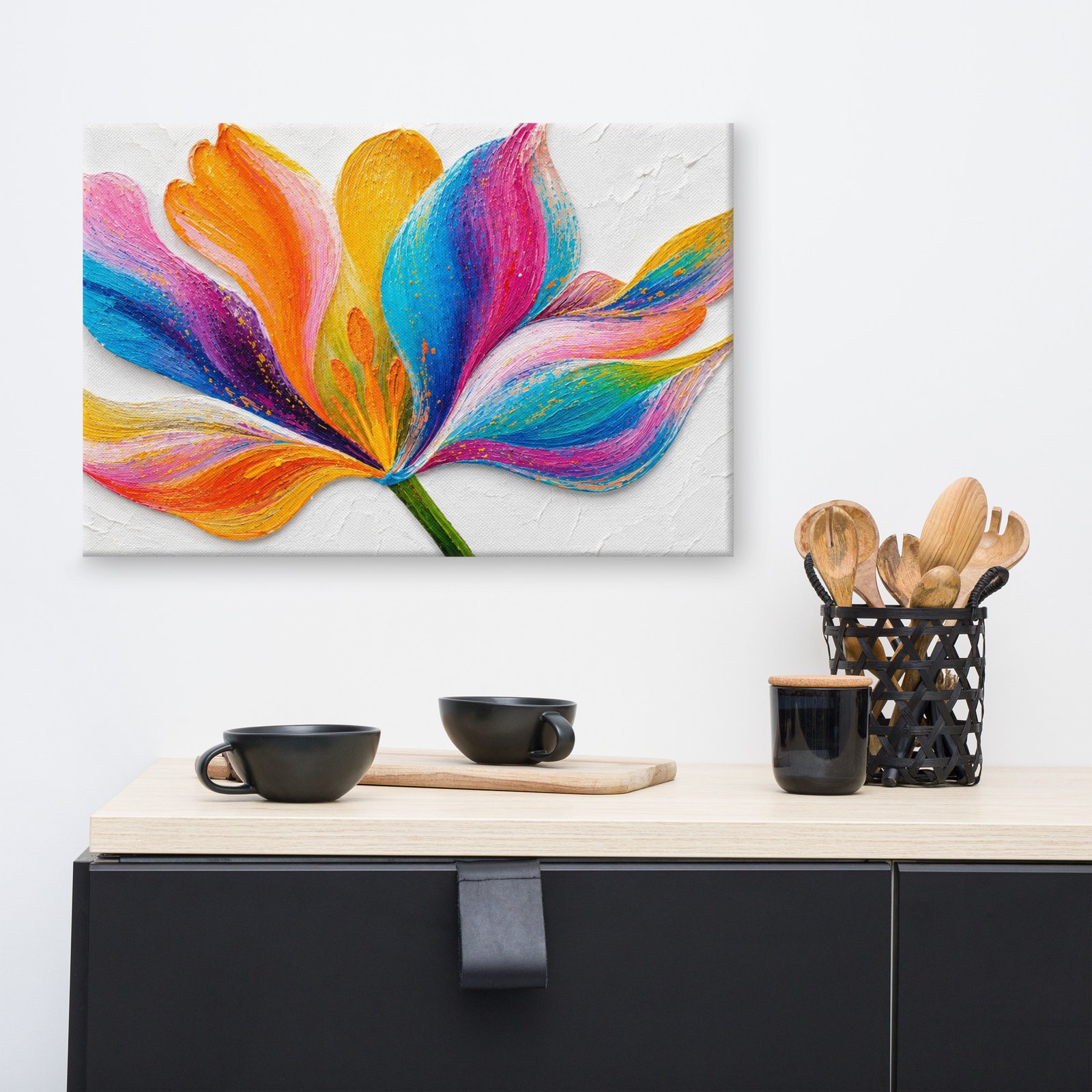 Vibrant Multicolored Flower Painting Printable | Minimal White Background Wall Art - Image 7