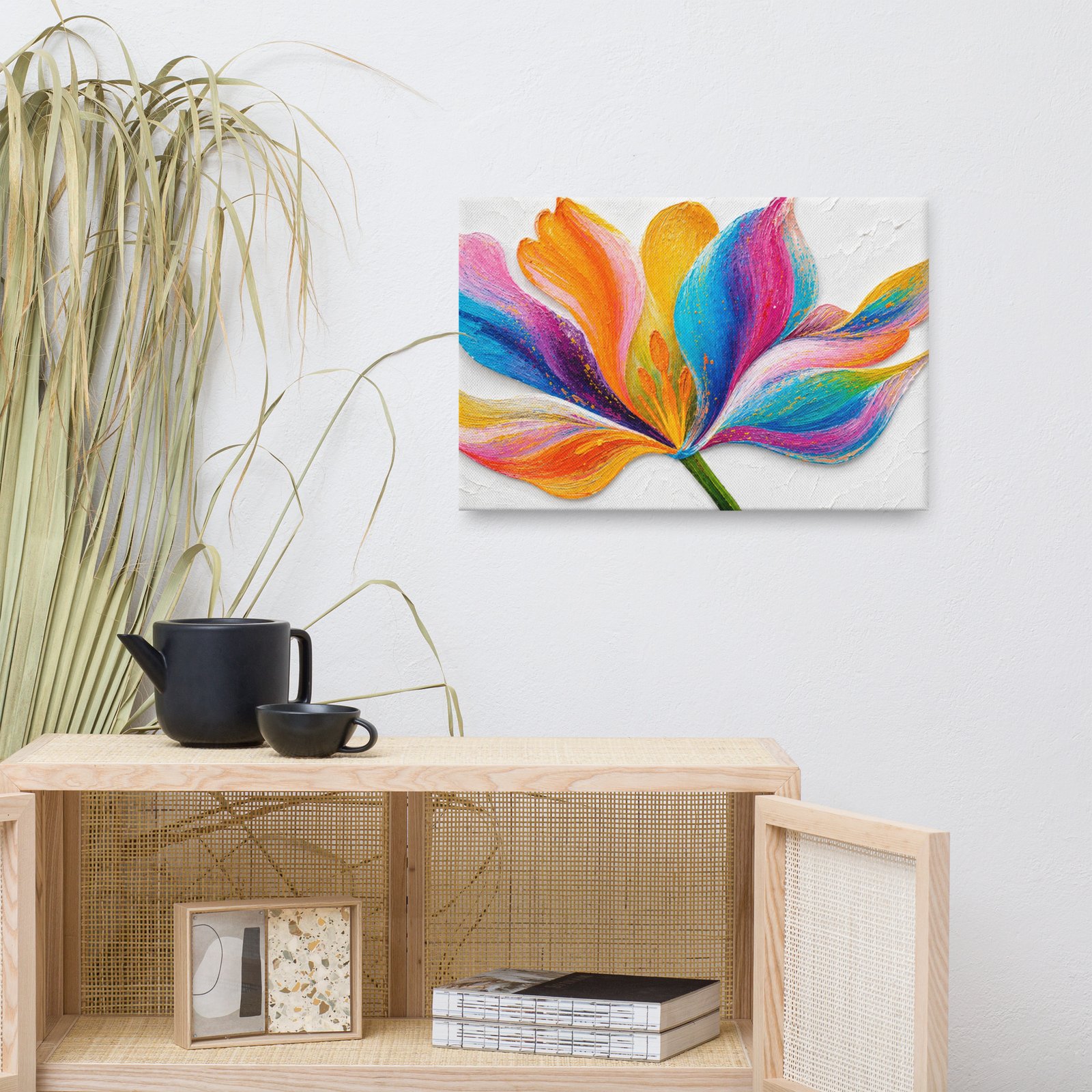 Vibrant Multicolored Flower Painting Printable | Minimal White Background Wall Art - Image 9