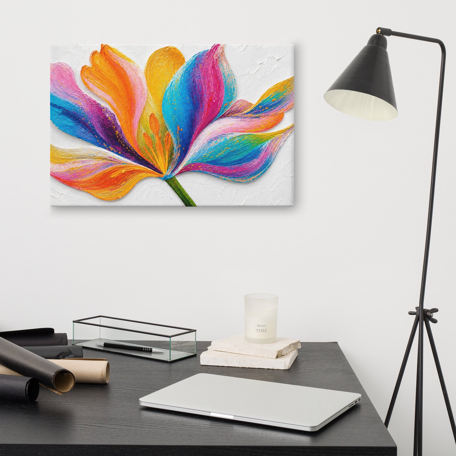 Vibrant Multicolored Flower Painting Printable | Minimal White Background Wall Art - Image 11