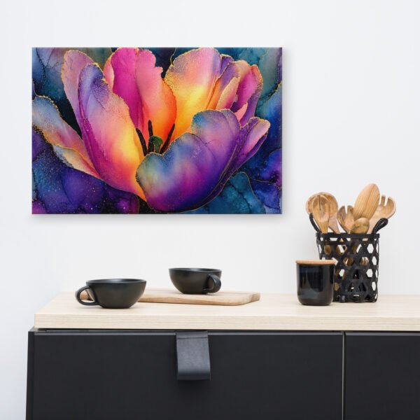 Floral Wall Art Printable | Moody Purple & Gold Tulip Canvas Print - Image 7