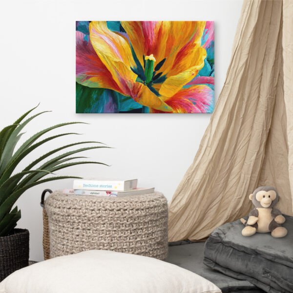 Bright Yellow & Pink Tulip Wall Art Printable | Floral Canvas Print - Image 6