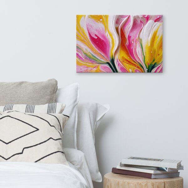 Pink & Yellow Acrylic Floral Wall Art Printable | Floral Canvas Print - Image 5