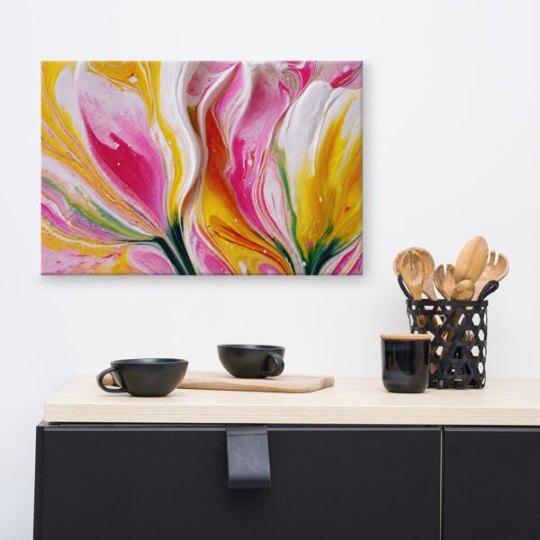 Pink & Yellow Acrylic Floral Wall Art Printable | Floral Canvas Print - Image 7